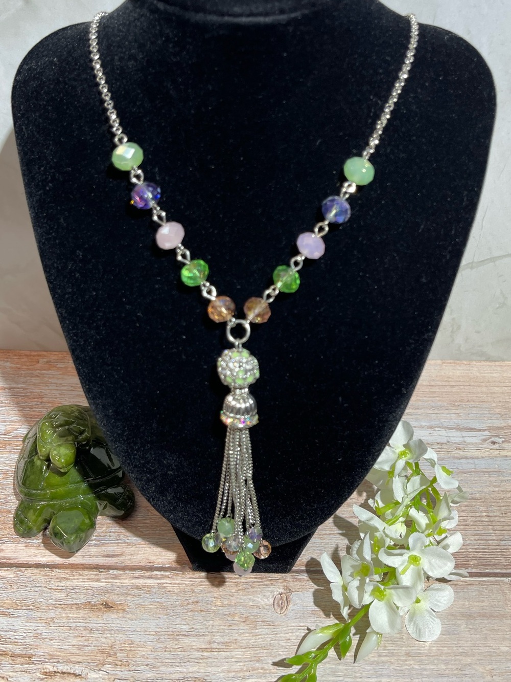 New York And Company Silver Toned Multicolor Tassel Long Fashion Necklace